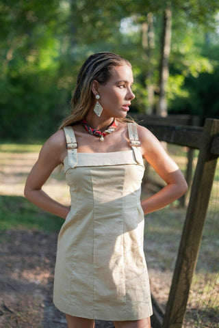 Pale Yellow Buckle Strap Mini Dress | Select Trends Boutique