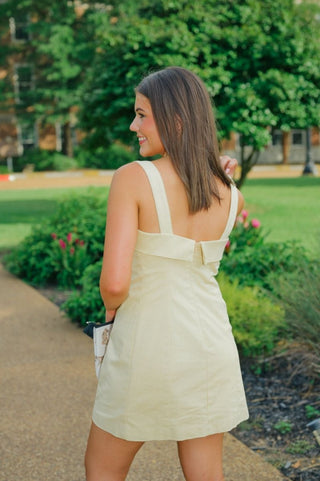 Pale Yellow Buckle Strap Mini Dress | Select Trends Boutique