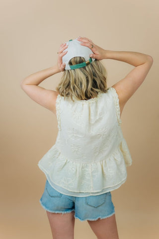 Pale Yellow Embroidered Babydoll Top | Select Trends Boutique