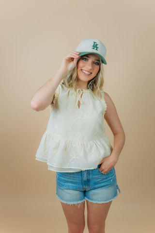 Pale Yellow Embroidered Babydoll Top | Select Trends Boutique