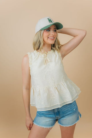 Pale Yellow Embroidered Babydoll Top | Select Trends Boutique