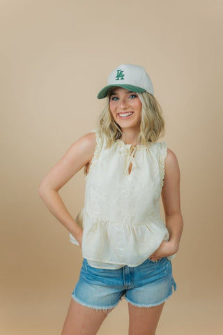 Pale Yellow Embroidered Babydoll Top | Select Trends Boutique