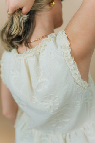 Pale Yellow Embroidered Babydoll Top | Select Trends Boutique