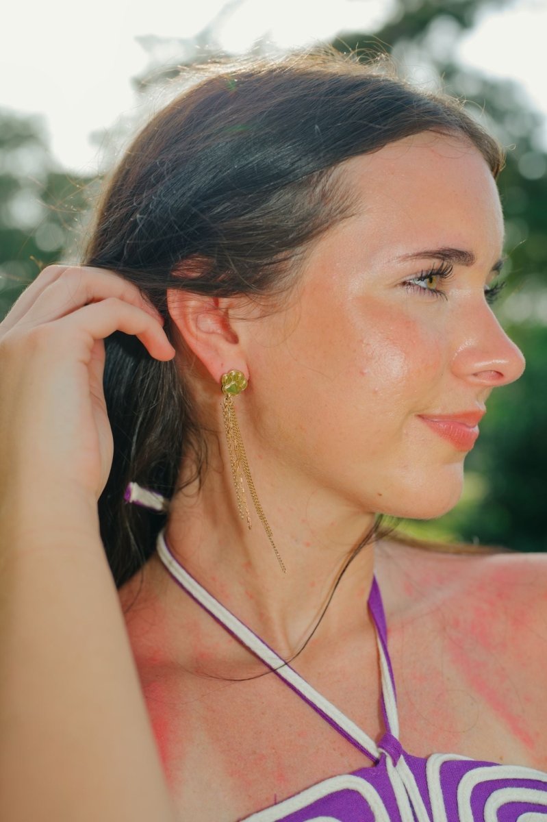 Paw Print Chain Drop Earrings