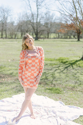 Peach Checkerboard Set Dress