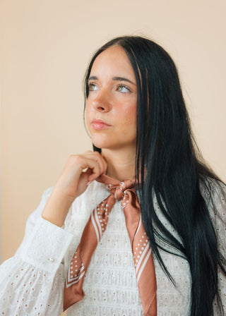 Peach Paisley Satin Bandana Scarf | Select Trends Boutique