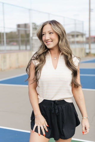 Peach Striped V - Neck Sweater Vest | Select Trends Boutique