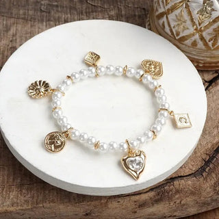 Pearl Beaded Charm Bracelet from Select Trends Boutique