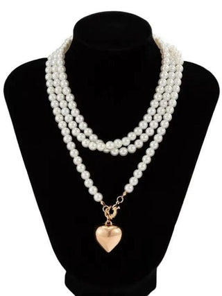 Pearl Beaded Heart Pendant Necklace | Select Trends Boutique