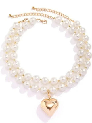Pearl Double Layered Heart Necklace | Select Trends Boutique