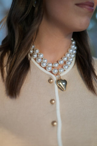 Pearl Double Layered Heart Necklace - Select Trends Boutique