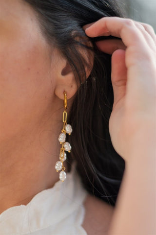 Pearl Drop Huggie Hoops - Select Trends Boutique