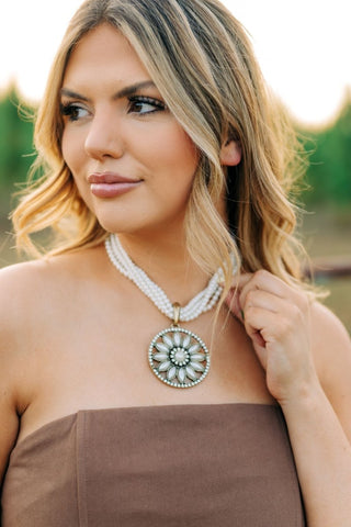 Pearl Layered Pendant Statement Necklace | Select Trends Boutique