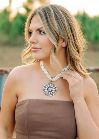 Pearl Layered Pendant Statement Necklace | Select Trends Boutique