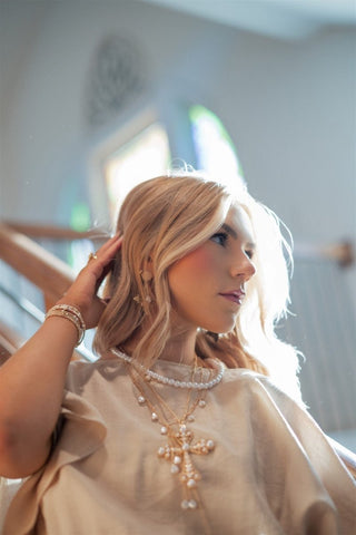 Pearl Layered Statement Cross Necklace - Select Trends Boutique