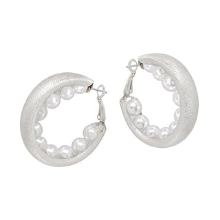 Pearl Lined Hoop Earrings