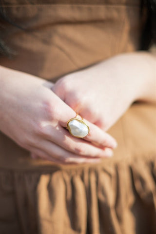 Pearl Pendant Adjustable Gold Ring | Select Trends Boutique