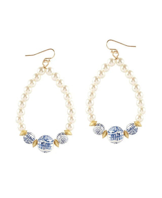 Pearl & Porcelain Teardrop Earrings | Select Trends Boutique
