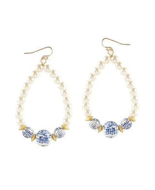 Pearl & Porcelain Teardrop Earrings | Select Trends Boutique