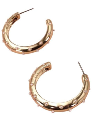 Pearl Studded Gold Hoop Earrings - Select Trends Boutique