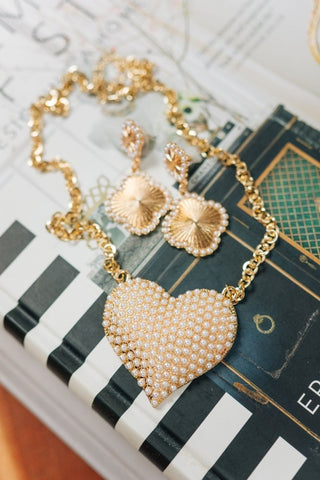Pearl Studded Heart Pendant Necklace | Select Trends Boutique