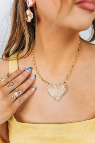 Pearl Studded Heart Pendant Necklace | Select Trends Boutique