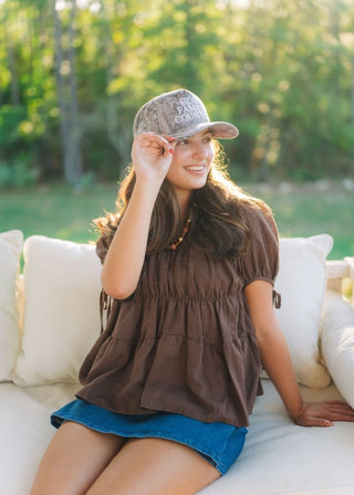 Penelope Brown Tiered Babydoll Top | Select Trends Boutique