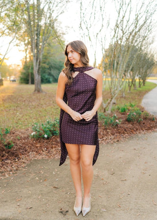Penny Burgundy Polka Dot Scarf Dress | Select Trends Boutique