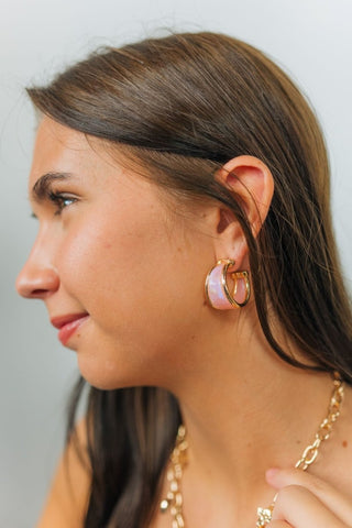Pink Acrylic Chunky Hoops | Select Trends Boutique