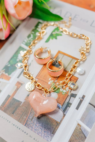 Pink Acrylic Heart Charm Necklace | Select Trends Boutique