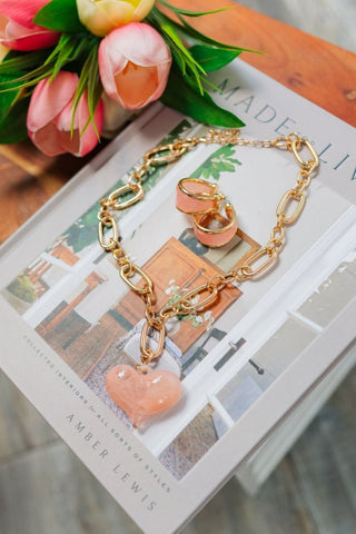 Pink Acrylic Heart Pendant Necklace | Select Trends Boutique