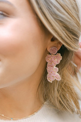 Pink Beaded Bride Earrings | Select Trends Boutique
