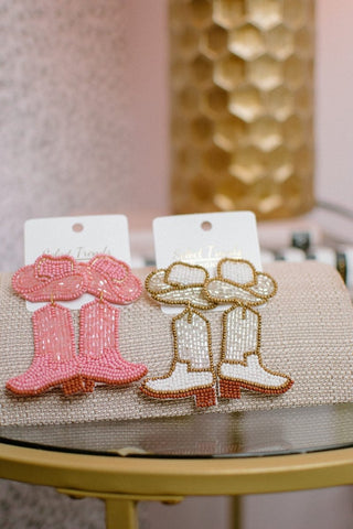 Pink Beaded Cowgirl Earrings | Select Trends Boutique