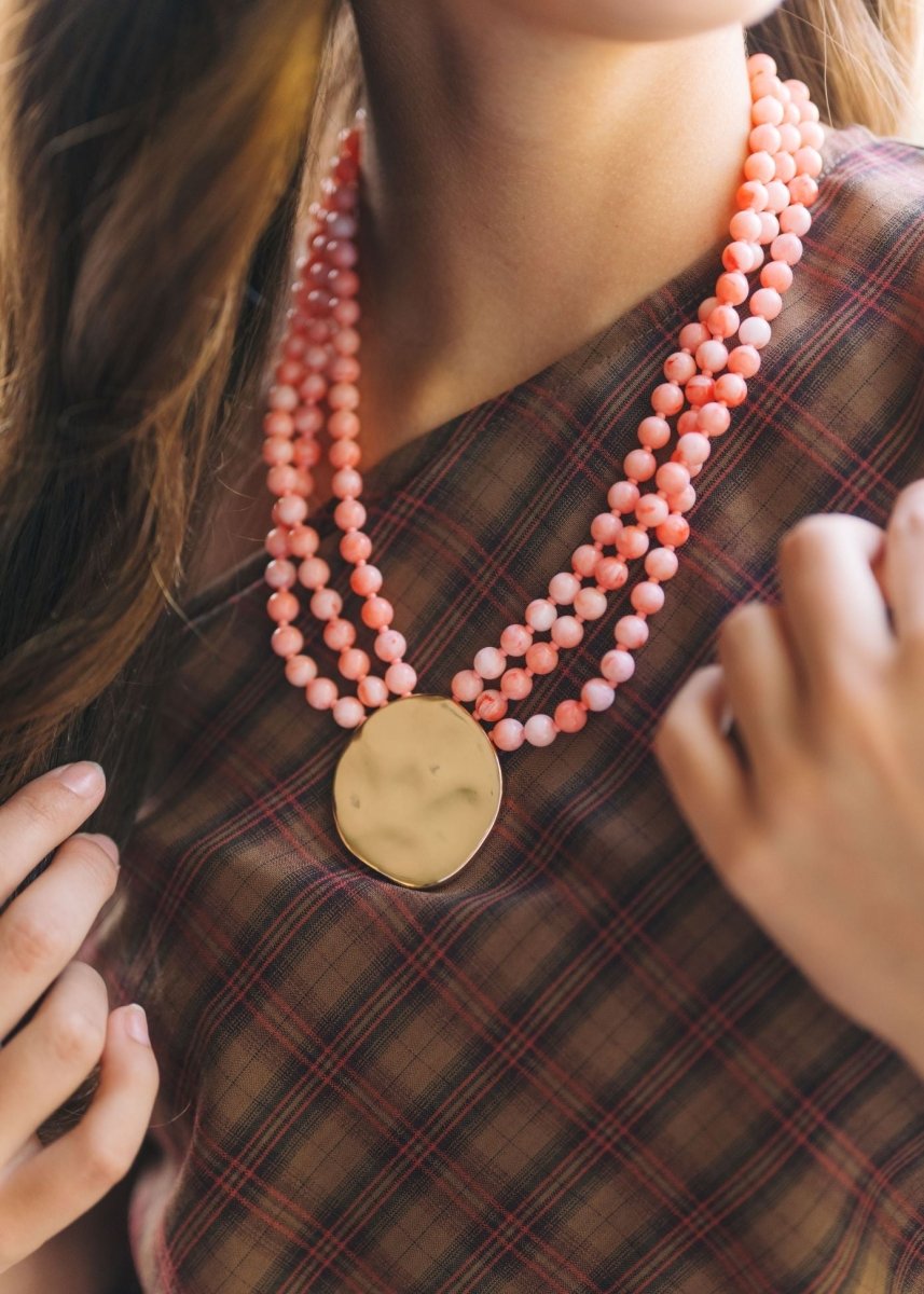 Pink Beaded Pendant Necklace