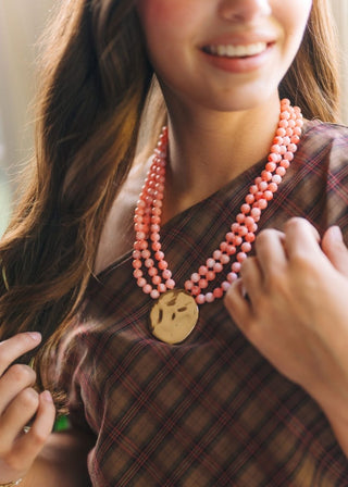 Pink Beaded Pendant Necklace | Select Trends Boutique
