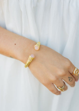 Pink Crystal Accent Matte Cuff Bracelet | Select Trends Boutique