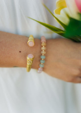 Pink Crystal Accent Matte Cuff Bracelet | Select Trends Boutique