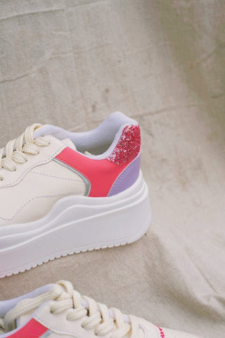 Pink Detail Platform Sneakers | Select Trends Boutique
