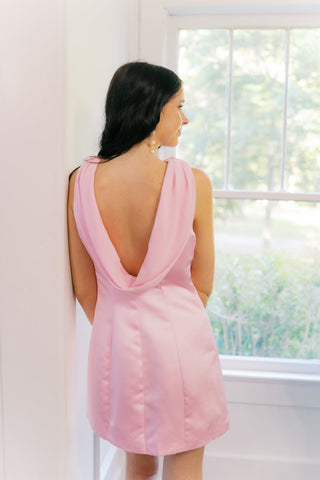 Pink Draped Satin Mini Dress | Select Trends Boutique