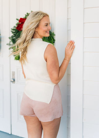 Pink Faux Wrap Suede Skort | Select Trends Boutique