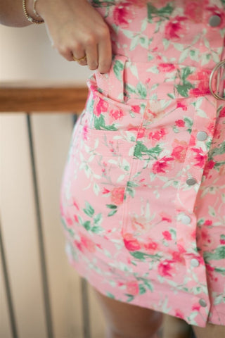 Pink Floral Belted Button Up Dress - Select Trends Boutique