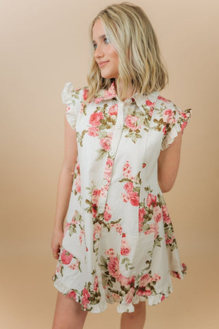 Pink Floral Denim Mini Dress | Select Trends Boutique
