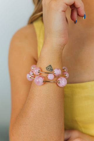 Pink Marble Beaded Bracelet Set | Select Trends Boutique