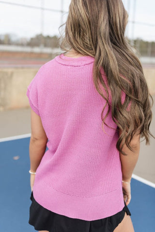 Pink Oversized Short Sleeve Knit Top | Select Trends Boutique