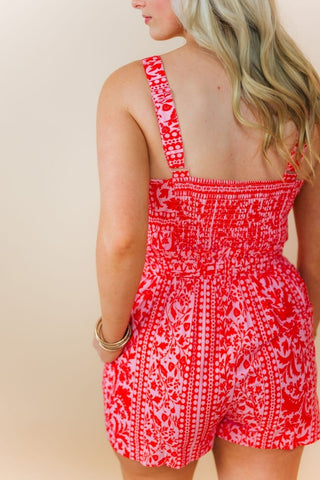 Pink & Red Tie Waist Romper | Select Trends Boutique