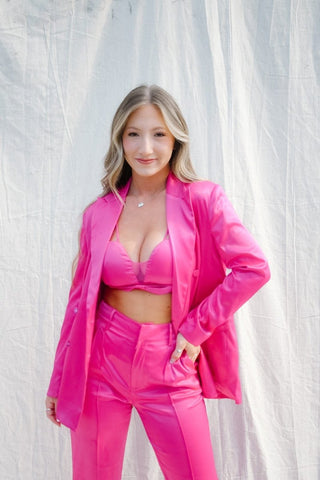 Pink Satin Bra Crop Top | Select Trends Boutique
