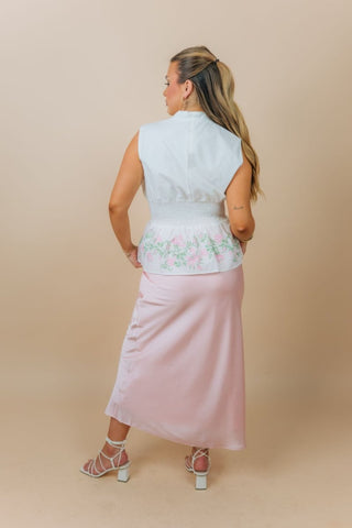 Pink Satin Midi Skirt | Select Trends Boutique