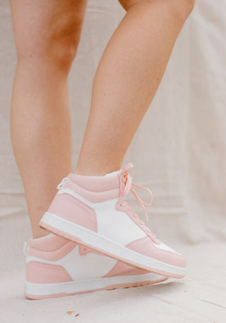 Pink & White High-Top Sneakers