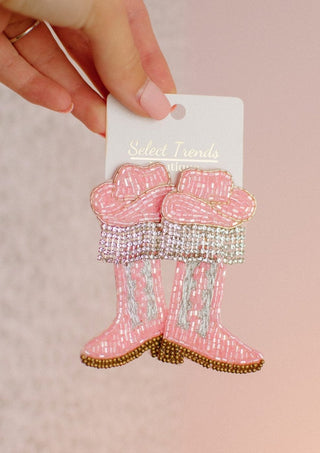 Pink/Silver Cowgirl Earrings | Select Trends Boutique