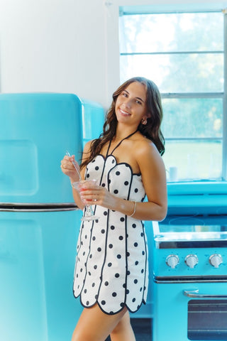 Polka Dot Scallop Halter Dress | Select Trends Boutique